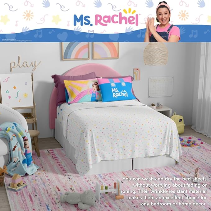 Ms. Rachel Educational Adventures Bedding Super Soft Cozy 4 Piece Microfiber Sheet Set, Full, (Officially Licensed Product) by Franco Kids