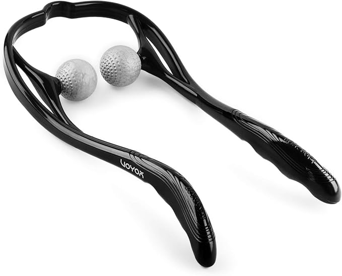 VOYOR Neck Massager Shiatsu Deep Tissue Dual Trigger Point Shoulder Massager for Pain Relief, Ergonomic Handle Design, Lightweight & Portable MS110