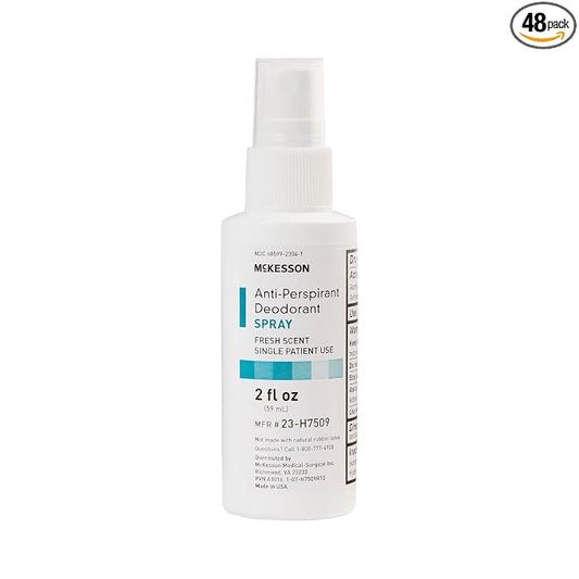 McKesson Antiperspirant Deodorant Spray [Pack of 48] Bulk, Mini Travel Size, Alcohol-Free, Fresh Scent, 2 fl oz