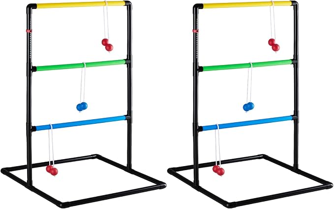 OLIXIS Ladder Ball, Golf Tossing Ball Set for Ladder Toss Game, Ladderball Outdoor Games for Lawn & Backyard for Adults & Kids, Complete with 6 Bolas, Scoreboards & Carry Bag, Black