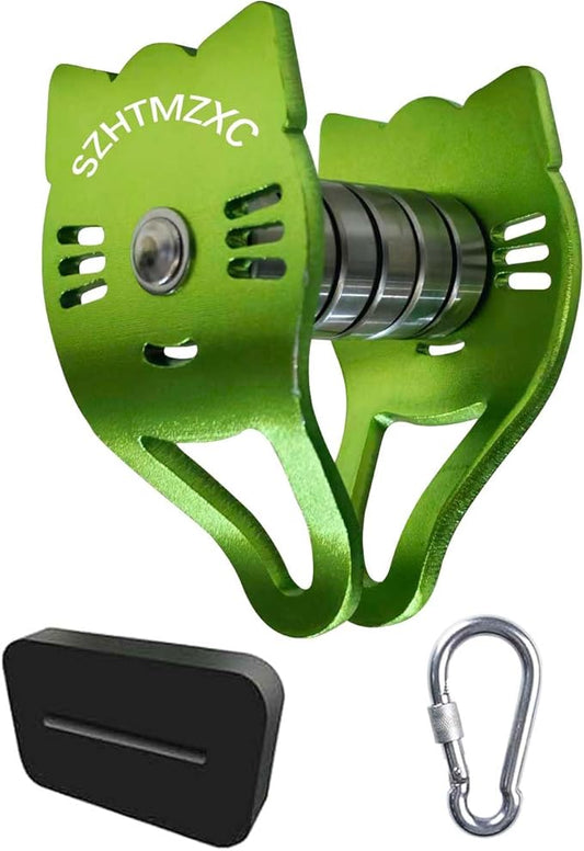 Zipline Pulley Cat Kits, Ninja Slackline Slider, Smooth and Silky, Zipline Brake Stopper for Slackline Zip line, Quick Setup for Kids Backyard Outdoor Playground Fitness Equipment