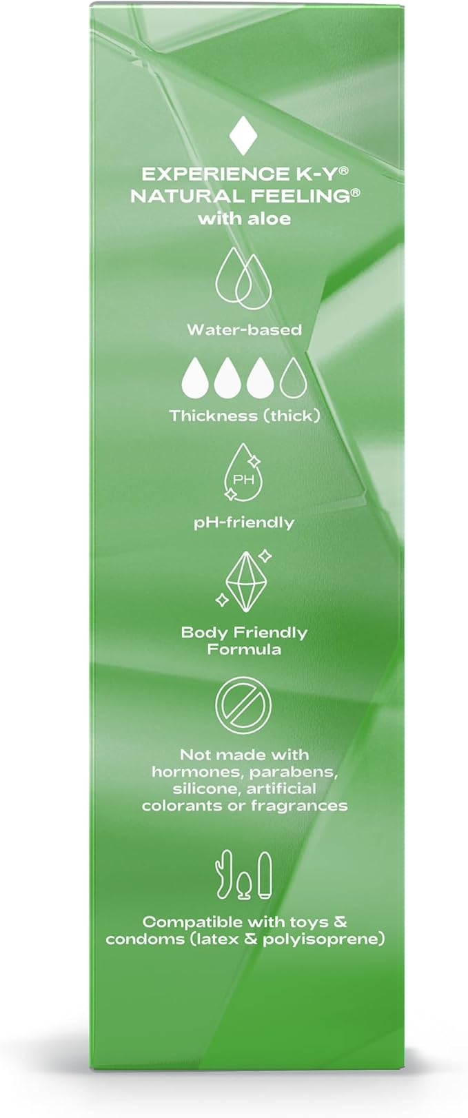 K-Y Natural Feeling with Aloe, Water Based Lube for Sex, Sex Toy & Anal Lube, Non-Sticky Personal Lubricant, Condom-Friendly, pH-Friendly, Travel Size Lubricant, 2.5 Fl Oz