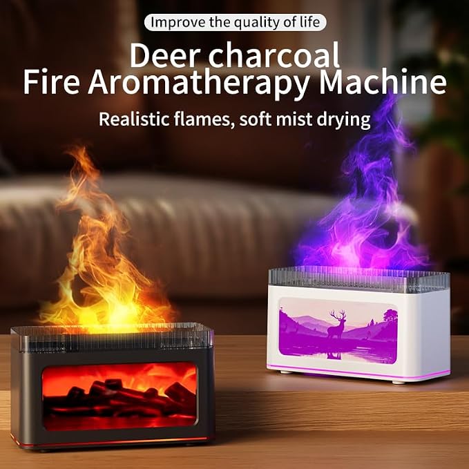 Essential Oils Diffuser, 200ml Ultrasonic Aroma Diffusers with Cool Mist, Salt Lamp Aromatherapy Diffuser with Auto-Off Protection for Home, Office, Bedroom (White - Deer)
