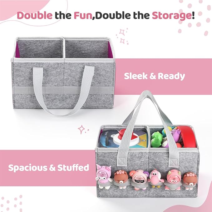 PISOSN Carrying Case for Toniebox Starter Set and Tonies Figurines, Travel Felt Cloth Musical Toy Folding Bag for Toniebox 2 & Accessories (Purple)