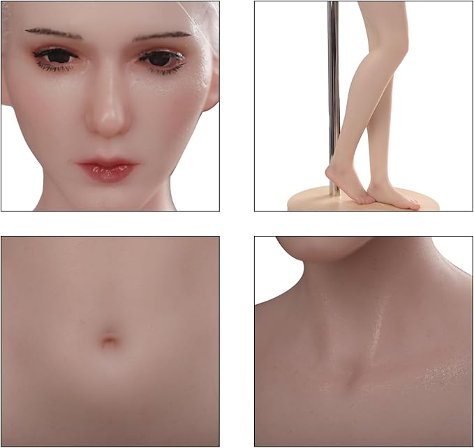 1/3 Female Action Figure Doll - Full Body Silicone Flexible Seamless 60cm for Cosplay Photography Arts (Ivory White, Black Hair)