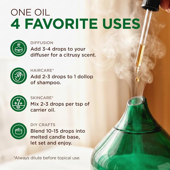 100% Pure Lemongrass Essential Oil - 4 Fl Oz - Lemongrass Oil for Hair, Skin, Diffuser, Aromatherapy & DIY Candle Making Scent