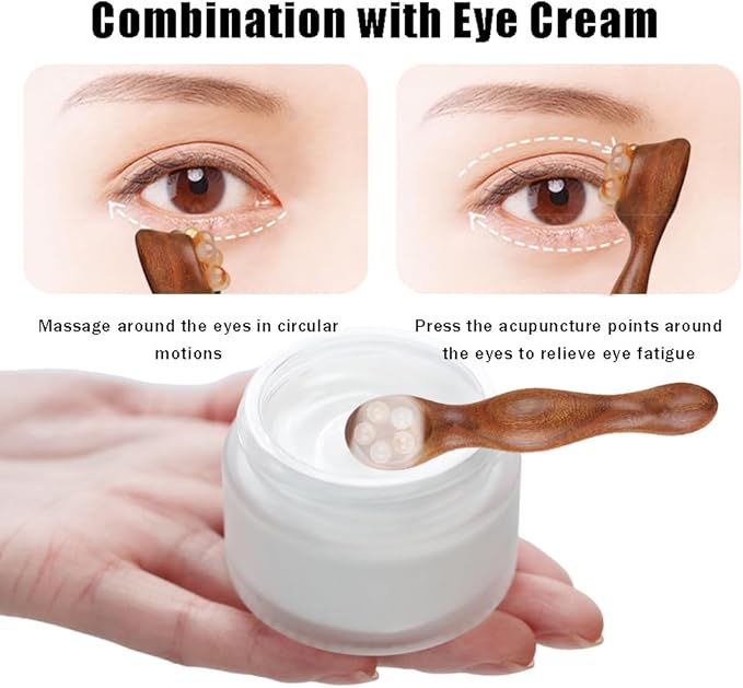 Ouliget Eye Cream Massage Sticks,Sandalwood Eye Face Roller Massager,Eye Fatigue Relief Massage Stick for Reducing Puffiness Eye Bags Muscle Ache, 4 Inches