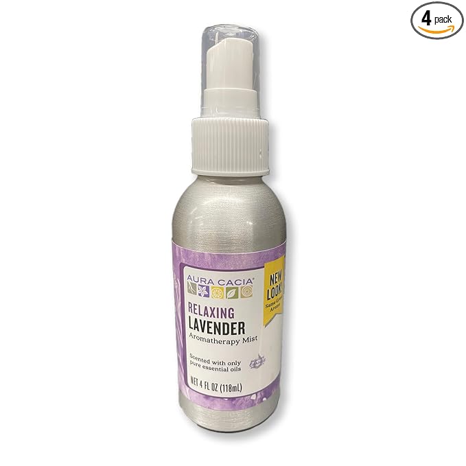 Aura cacia Relaxing Lavender Aromatherapy Room & Body Mist 4 Oz (pack of 4)