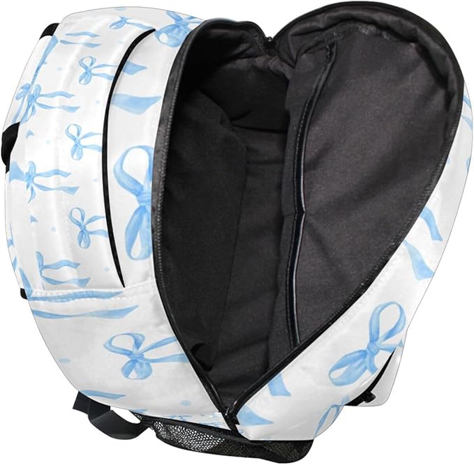 Blue Ribbon Bow Watercolor Boys Girls Kids School Backpacks Bookbag, School Bag Travel Backpack Daypack