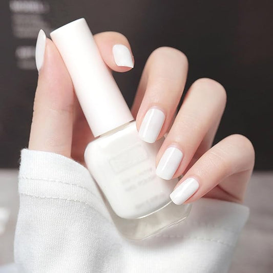 NovaCharm White Fingernail Polish - Milky White Nail Polish - Chip Resistant Long Lasting Nail Varnish - Air Dry Quick Dry Nail Gel - Nail Lacquer Nail Art Polish for Manicure DIY