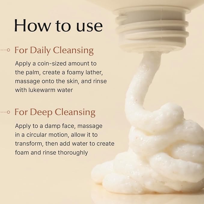 SU:M Secret Rice Nuruk Daily Exfoliating Cleanser (4.23 Fl Oz) - Soft Micro Foam Gentle Scrub Wash with PHA & Ceramide - Hydrating, Non-Irritating Pore Cleansing for Smooth Skin, Korean Skin Care