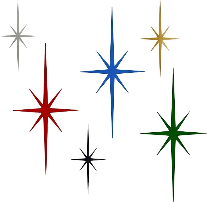 4 Pcs Star Wall Art for Home Decor Living Room Bedroom Office Metal 3D,Bling,with Hanging Hook Starburst Midcentury Sculpture Retro Gallery Accent Celestial -Gold 16.5in/9.4in
