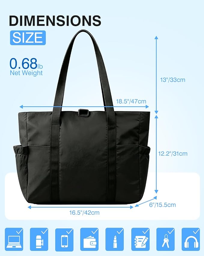 Tote Bag for Women, 26L Capacity Travel Purses Work Bag, Small Zipper Tote Bag for Travel Nurse Gym Teacher