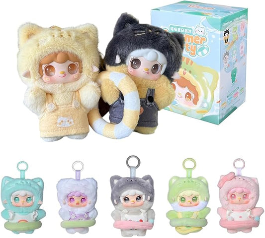 Yooki Meow Summer Party Series Plush Blind Box 1PC(1 of 7 Possible Styles) Cute Figures Collectible Toys Birthday Gifts (1Pcs BlindBox)