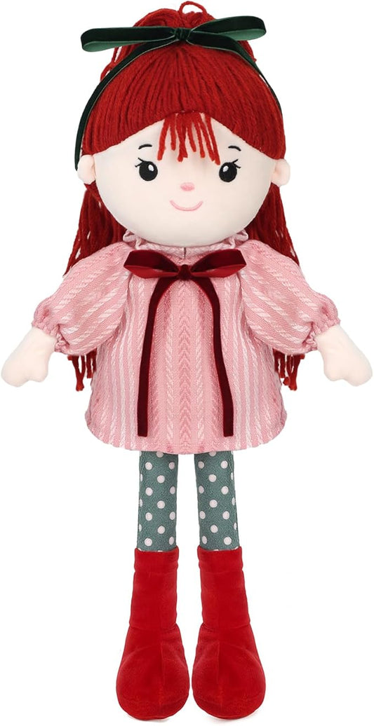Soft Baby Doll Toys (16'') Baby Rag Doll for Girls Birthday Cuddly Plush Toys for Toddler Kids (Red)
