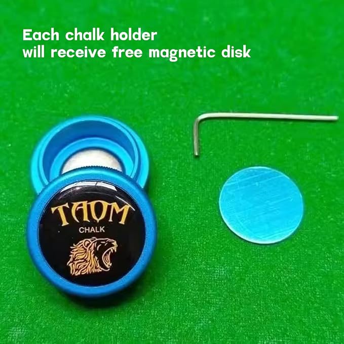 TAOM Pool Chalk Holder Round Shaped Practical Tool Billiards Accessories Magnetic Mini Chalk Tip Case Container Round Box Billiards