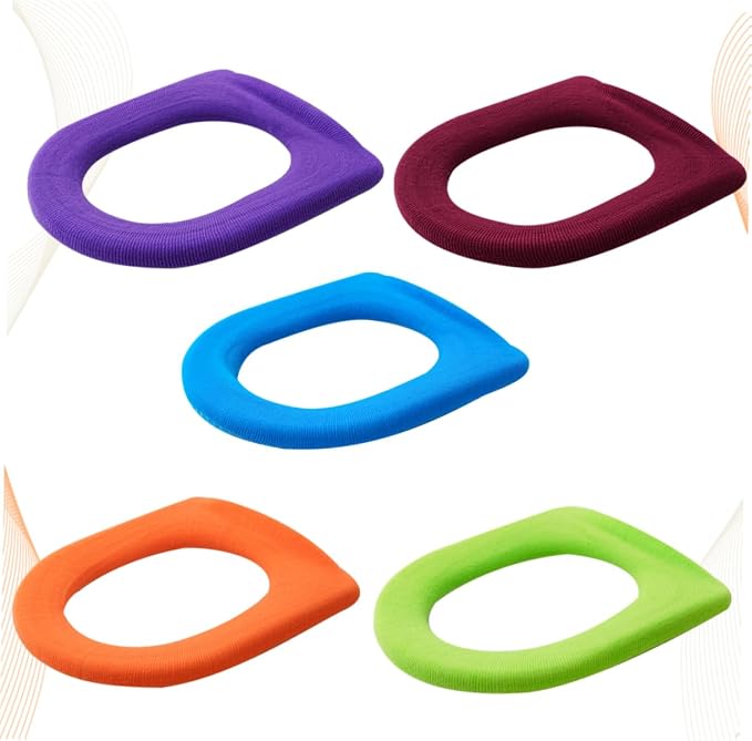 Gadpiparty 5pcs Colorful O-shaped Toilet Seat Pads Soft Toilet Cover Mats for Home Bathroom Comfortable Warm Design for Adults Expecting Mothers Random Colors