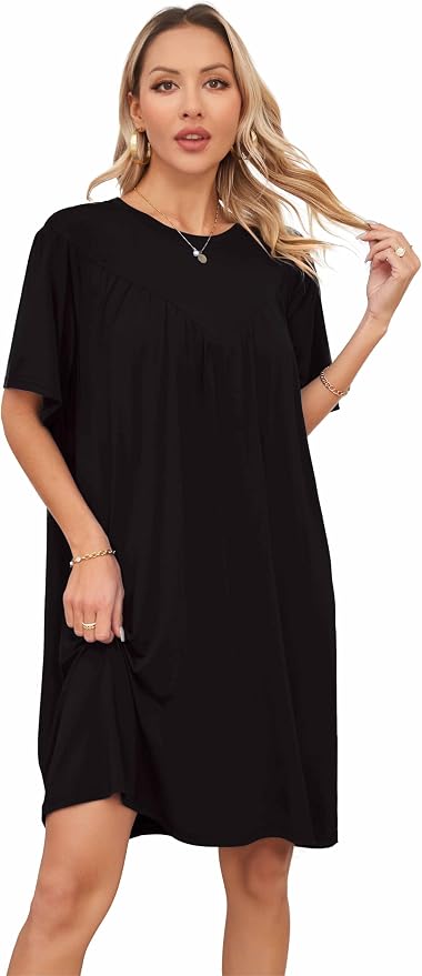 VintageClothing Nightgowns for Women Soft House Dresses Sleepshirts Short Sleeve Sleepwear Night Dress Moo Moo Nightgown