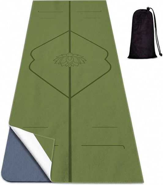 Yoga Mat Towel, Hot Yoga Non Slip with 4 Corner Pockets, 70 x 26 in | Soft Absorbent Microfiber With Four Corner Pockets, Fits Over Yoga Mats For Hot Yoga, Pilates, Gym, And Travel