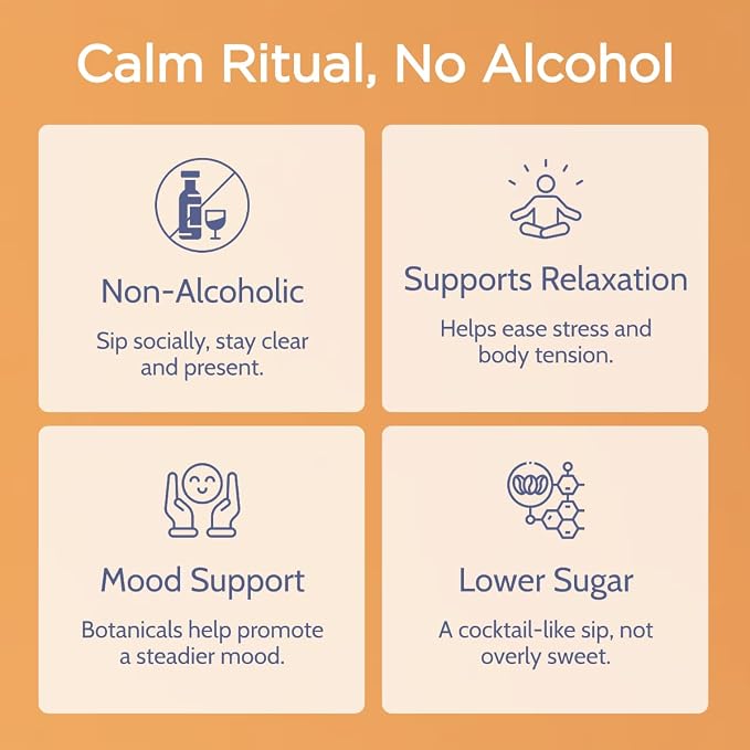 Soul Hum Unwind Non-Alcoholic Elixir – Functional Botanical Drink with Ashwagandha, Lemon Balm & Valerian Root - Alcohol Free Beverage, Blood Orange Flavor for Relaxation Moments - 25.4 Fl Oz