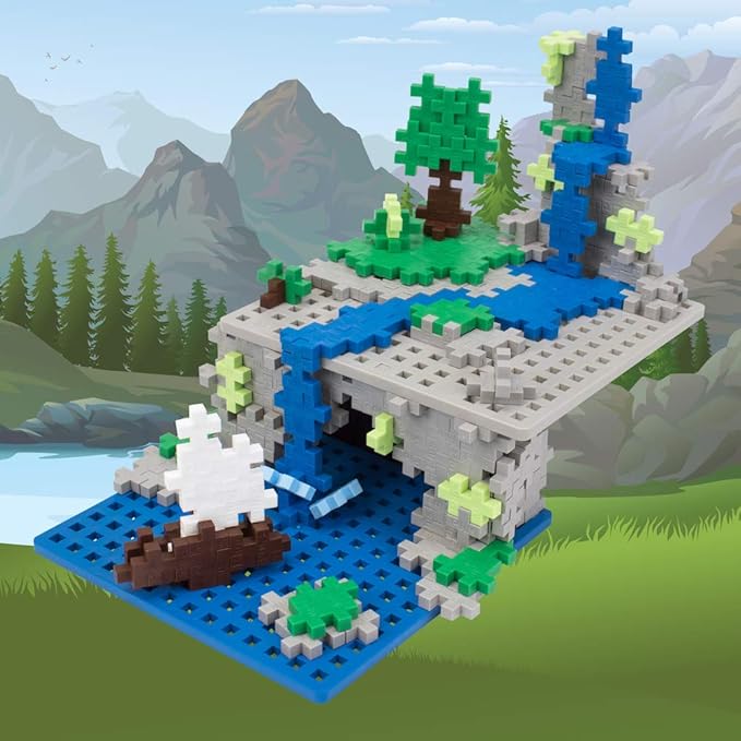 PLUS PLUS – Baseplate Duo, Gray and Blue – Base Accessory for Building and displaying Creations, 4.5 X 4.5 inches, Construction Building STEM | STEAM Toy for Kids