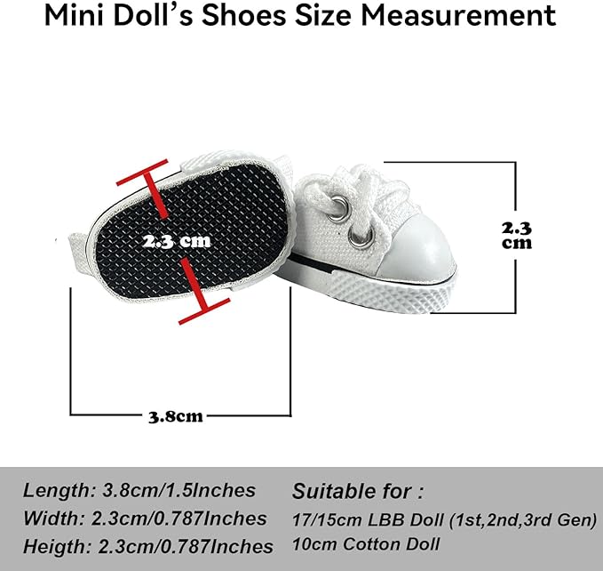 2 Pairs 17cm Doll Shoes, Lace-Up Canvas Sneakers Mini Shoes for 17cm Dolls, Fingerboard Shoes, Mini Finger Shoes, Clothing Accessory for 6.7in Dolls (Pink & White)