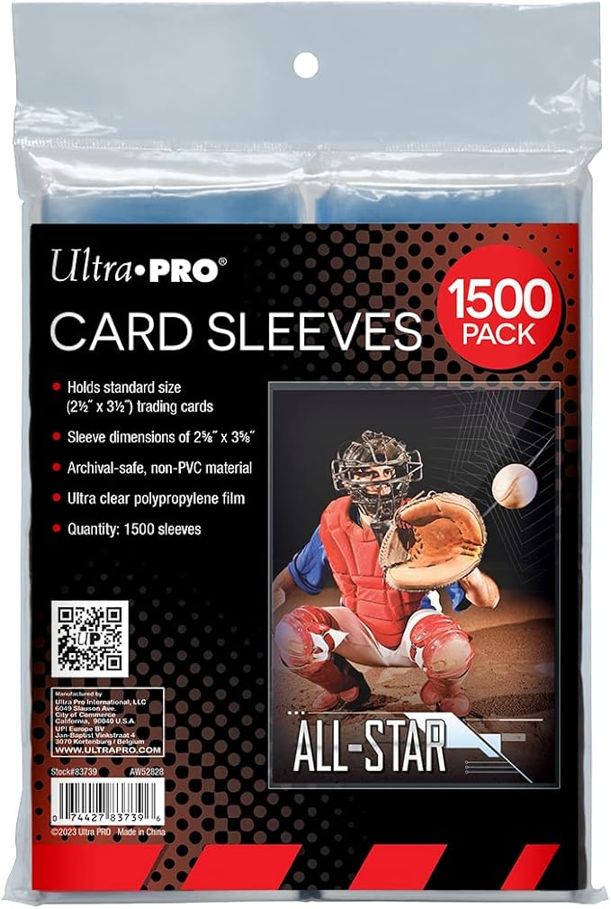 Ultra PRO - Penny Sleeves® Clear Card Sleeves for Standard Size Trading Cards Measuring 2.5" x 3.5" - Perfect for Pokemon Cards, Trading Cards, Sport Cards, and More - 500 x 3 Pack, 1500 Total