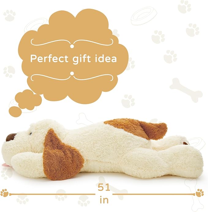 MaoGoLan 52“ Giant Stuffed Puppy Dog Animal,Ultra Soft Large Plush Soft Plush Dog Body Pillow Toy for Girls,Kids,Puppy Lover