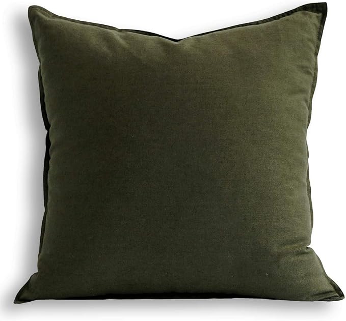Jeanerlor SureGuard Pillowcase Cousion Cover Decor Cotton Linen with Unique Design to Embellish Study Room/House/Office, 20"x20"(50 x 50cm),Olive Green