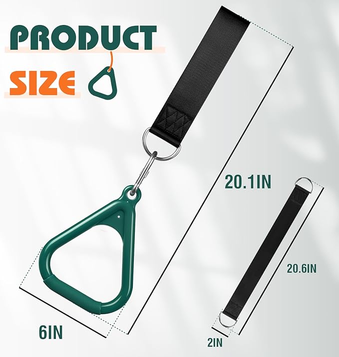 LadyRosian Trapeze Bar Swing Monkey Bars Hanging Ninja Rings Warrior Slackline Obstacle Course Kits for Kid Playground Equipment Accessories (Green)