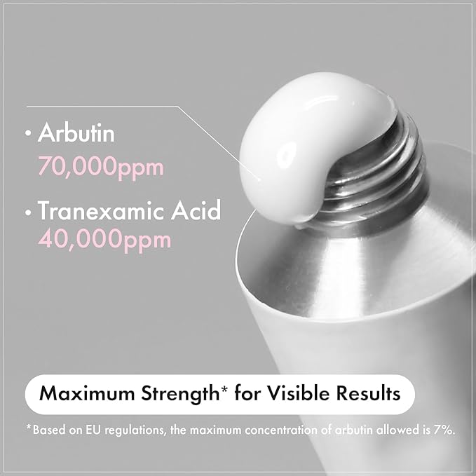 TOSOWOONG Arbutin 7% + Tranexamic Acid 4% Cream, 70,000ppm Arbutin, 40,000ppm TXA, Niacinamide, Glutathione, Dark Spots, Freckle, Blemishes, Pigmentation, Korean Skin Care, 50ml, 1.69 fl.oz.