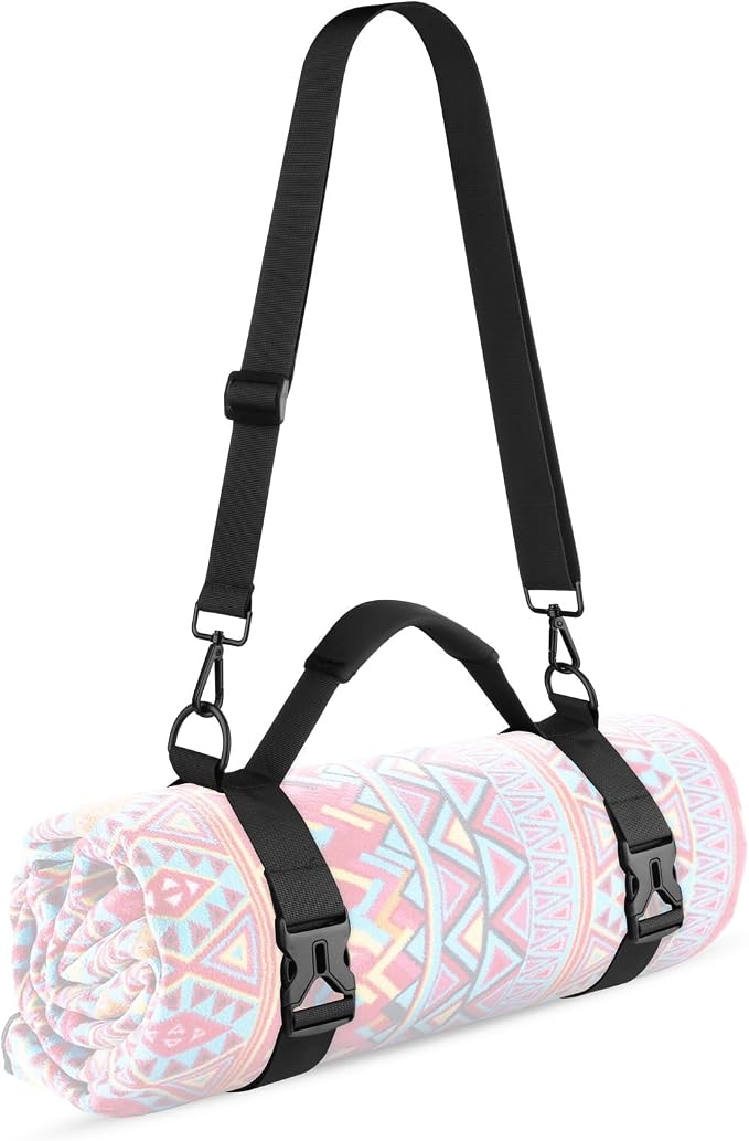 Cosmos Portable Yoga Mat Strap Mat Sling Picnic Blanket Strap with Adjustable Shoulder Strap & Handle for Festivals Picnics Camping Motorcycle Bedroll Pilates