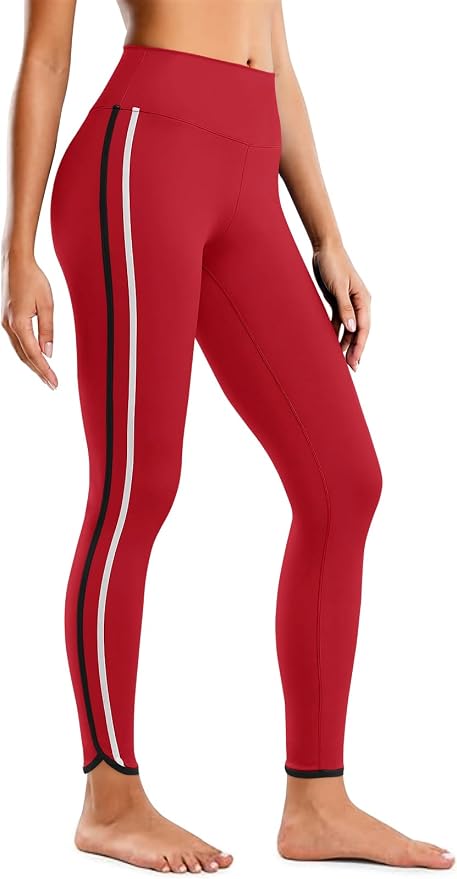Aoysky Womens Buttery Soft Workout Leggings 25" Side Stripes High Waisted Full Length Yoga Leggings