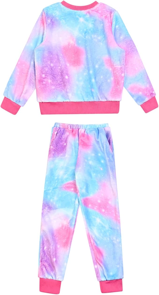 QPANCY Matching Doll & Girls Fleece Pjs Set kids Fall Winter Long Sleeve Sleepwear 2 Piece Pajamas