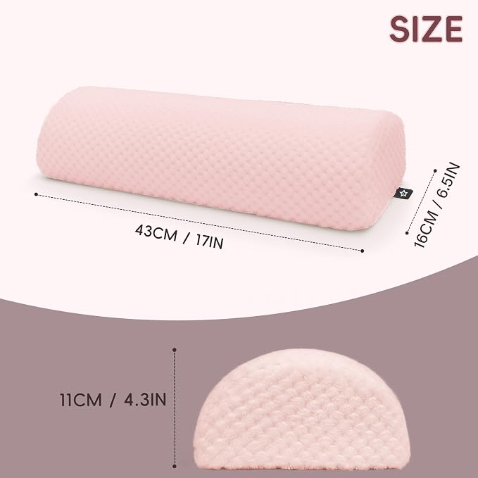 SPRING SEAON Half Moon Bolster Knee Pillow for Back Sleeping Memory Foam Leg Pillow for Ankle and Foot Comfort Under Knee Pillow for Side Sleepers Machine Washable Cover(17" x 7.5" x 4.3")