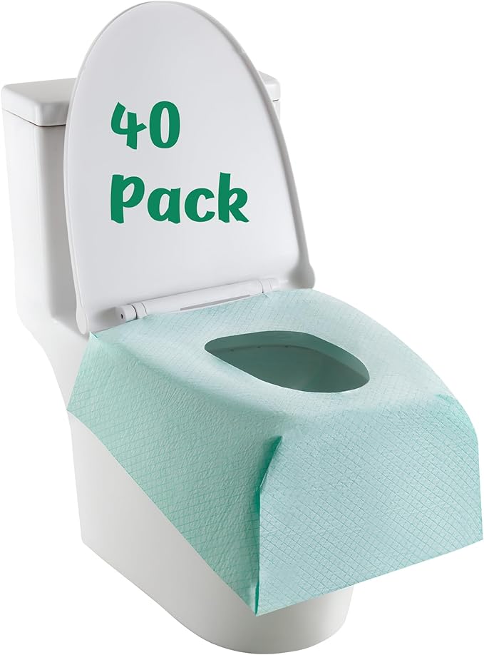 Toilet Seat Covers Disposable 40 Pack, Full Coverage Waterproof Toilet Seat Cover for Adults and Kids Potty Training,Travel Accessories for Public Restrooms