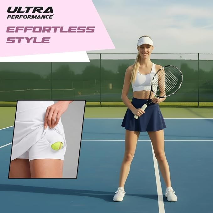 Ultra Performance Womens Golf Skirt 2 Pack Women’s Tennis Skort with Compression Liner Athletic Skirts for Women with Pockets