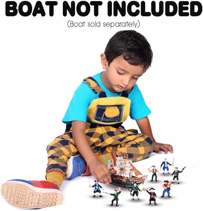 ArtCreativity Pirate Action Figures Playset, Set of 8 Plastic Pirates Figures in Assorted Poses, Little Pirate People Action Figurines Toys Play Set for Kids Ages 3-5 5-7