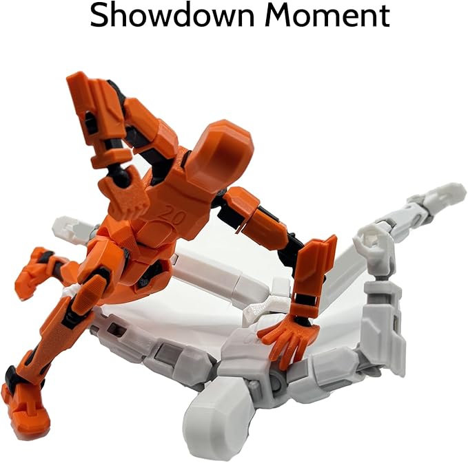 3D Printed Enlarge Body Size 8.1-inch Action Figure Dummy20, Full Body Mechanical Movable Toy, Multiple Accessories, Desk Decoration (Bracket, 3 HandsType, Weapons, Armour) (Orange)