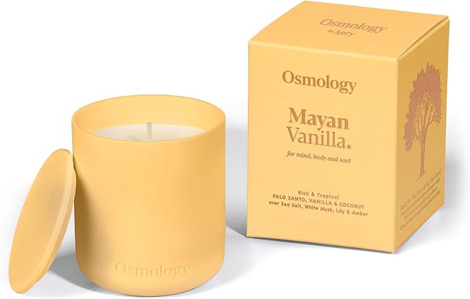 Mayan Vanilla Aromatherapy Candle – Vanilla, Coconut & Palo Santo Scented Candle, Plant-Based Wax, 9.8 oz, 50 Hour Burn Time, Warm & Tropical Candle