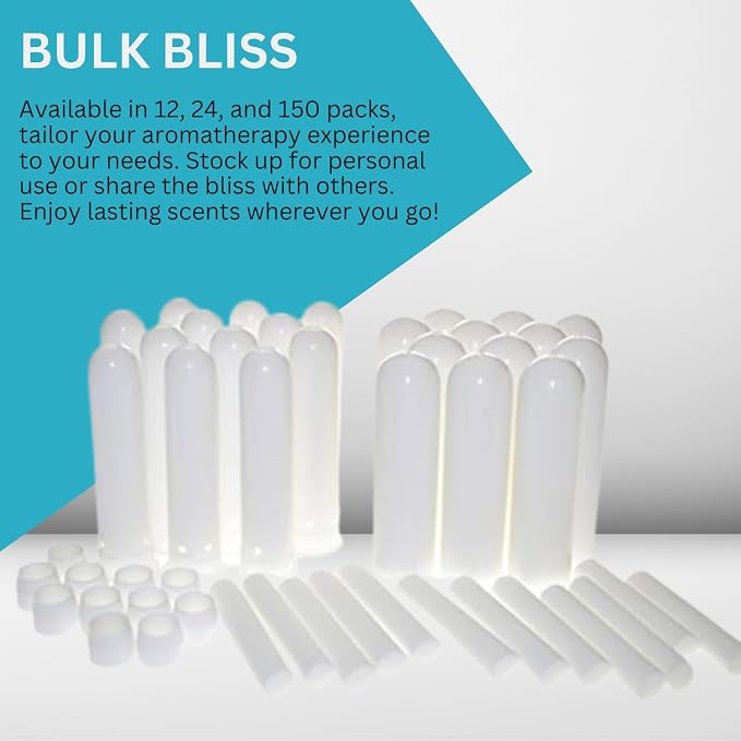 Wild Essentials Essential Oil Inhaler Tubes, 12 Pack Aromatherapy Inhaler Sticks with Wicks, Portable Nasal Diffuser Containers, Thick Medical Grade Plastic, Made in USA Travel Scent Stick Kit