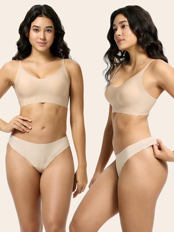 Seamless Thong Period Underwear for Women Teens Light Flow Moisture Wicking Side Leak Prevention Panties 3 Pack
