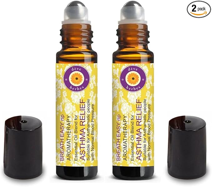 Deve herbes Asthma Relief Breathe Easy HP Aromatherapy Essential Oil Blend (Pack of Two) 10ml X 2 (0.66 oz)