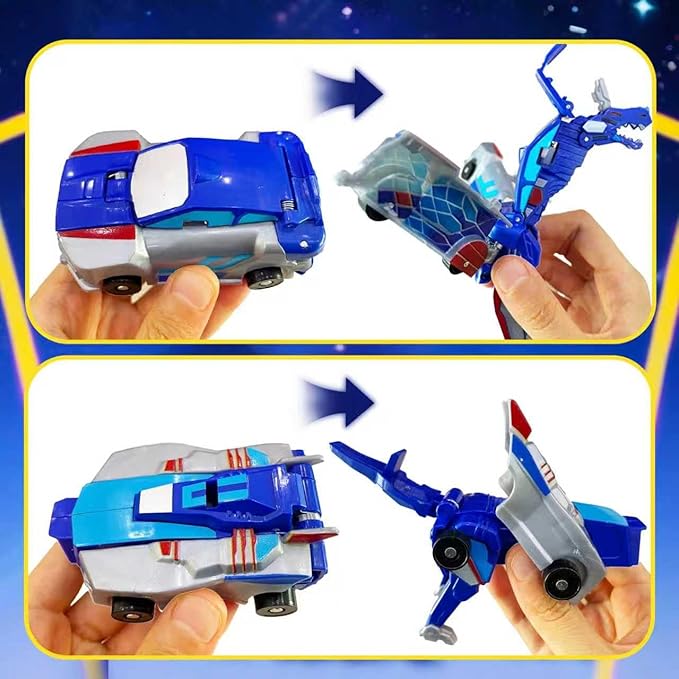 Collision Transforming Dinosaur Car Toy – 2 Magnetic Cars Crash & Transform into Dinosaur Robot Toys – Fun Gift for Boys & Girls, Birthday & Christmas
