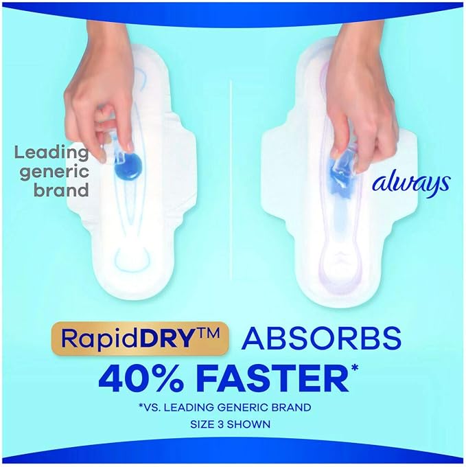Always Ultra Thin Pads Size 2 Super Long Absorbency Unscented with Wings (92 ct)