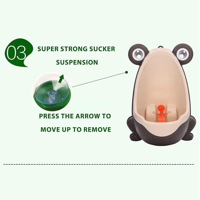 Frog Potty Training Urinal, Cute Frog Shape Cute Toddler Urinal Potty Training Urinal for Boys with Funny Aiming Target (Coffee)