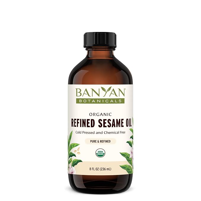 Banyan Botanicals Refined Sesame Oil – Organic Sesame Oil for Skin, Body, Hair & More – Multiple Sizes – 8 oz – Non GMO Sustainably Sourced Vegan