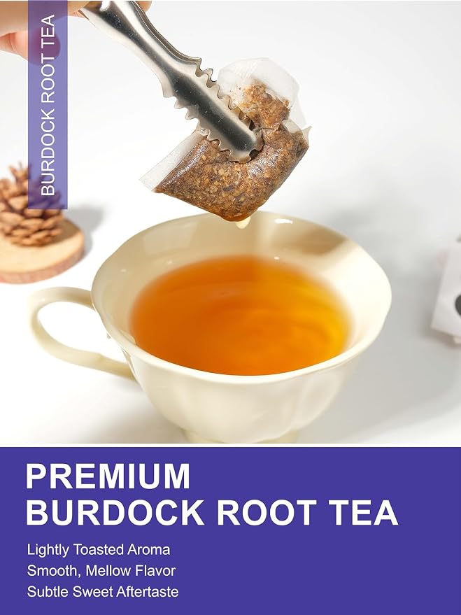 TeeLux Burdock Root Tea Bags, Caffeine-Free Herbal Tea, Smooth Mellow Flavor, Lightly Toasted Aroma, Hot or Iced, 100 Count