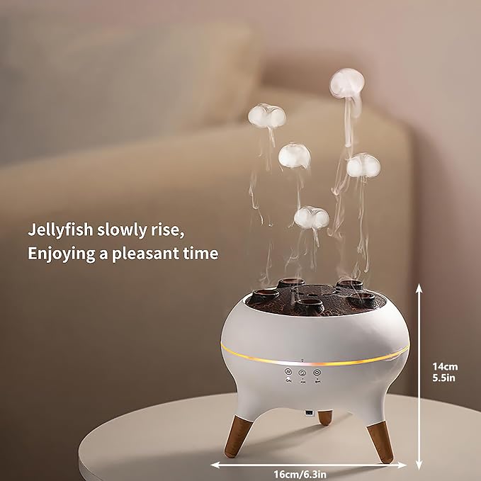 ACOBOTOW Essential Oil Diffuser 250ML Sound-Activated Jellyfish Ultrasonic Aromatherapy Humidifier Remote Timer 7 Color Lights for Home Bedroom Office Hotel(White)