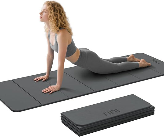ILILI Foldable Yoga Mat 71 * 24 * 0.3'' - TPE Non-Slip Fitness Mat for Home，Waterproof & Lightweight (2lb) for Home Gym, Pilates & Stretching,Fitness Workouts